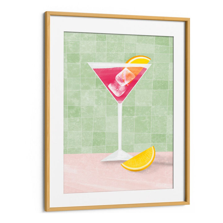 Vibrant PINK COCTAIL II, BAR art featuring a pink cocktail with citrus, perfect for cafes and bars.