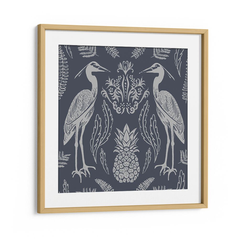 Stylish HERON AND FERNS , ANIMAL PAINTINGS featuring elegant herons and tropical foliage, perfect for modern decor.