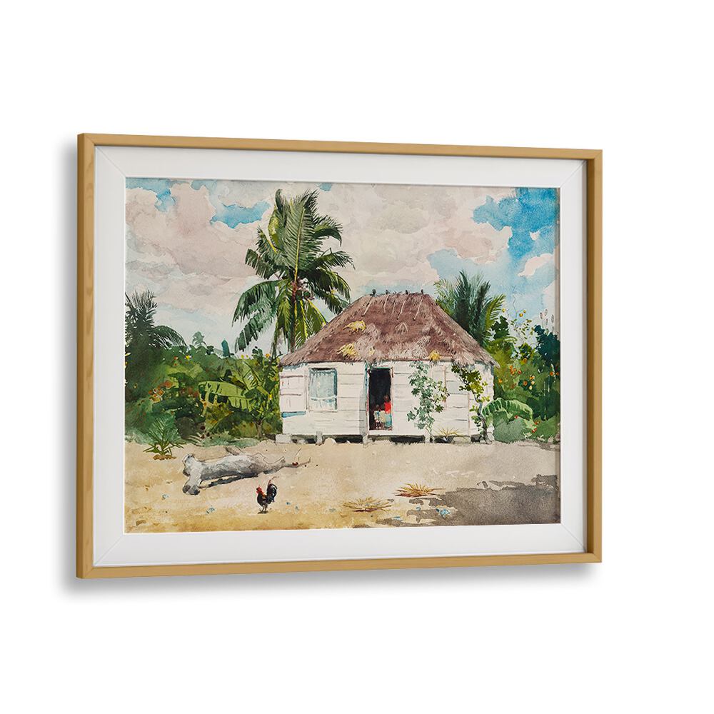 NATIVE HUT AT NASSAU (1885) , VINTAGE PAINTINGS