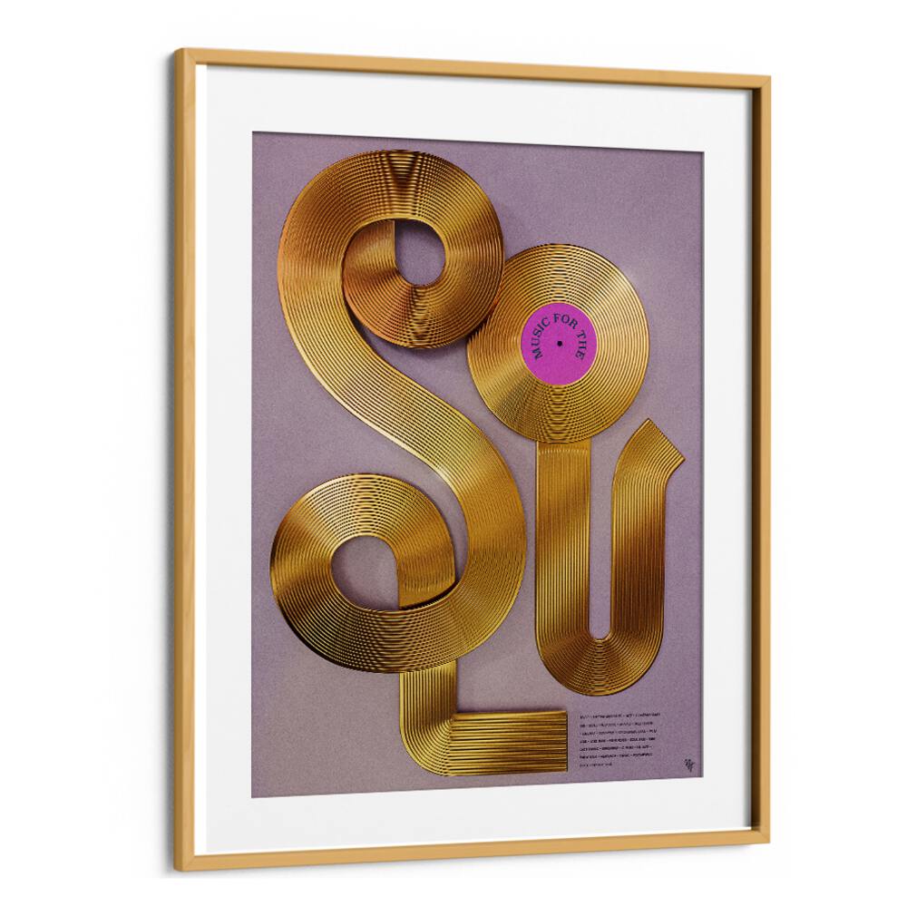 Stylish MUSIC FOR THE SOUL poster with golden design, perfect for uplifting any space. Ideal for music lovers.
