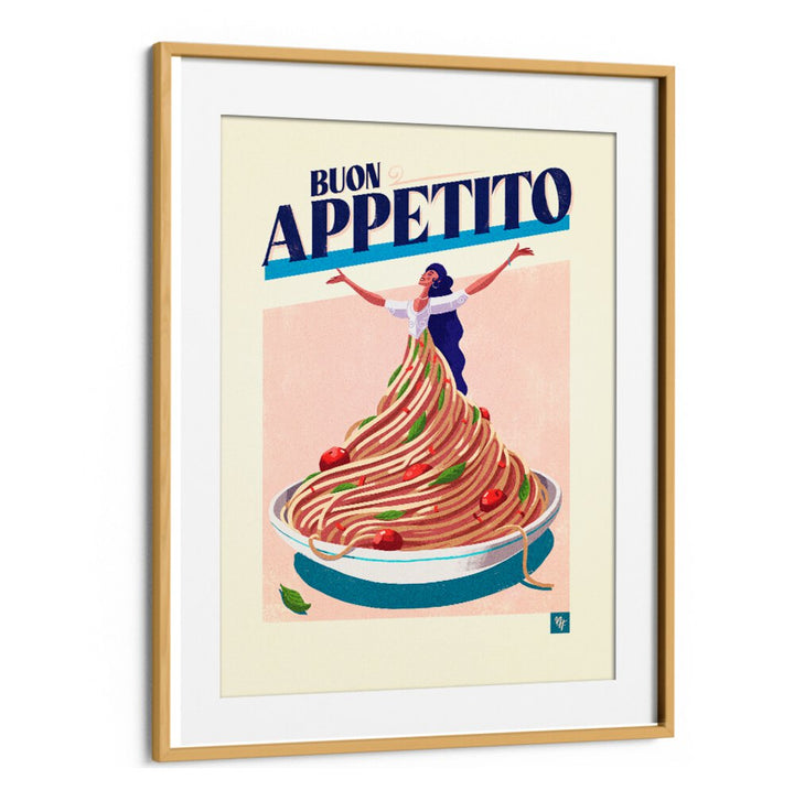 Vibrant BUON APPETITO I, BAR art featuring a whimsical pasta design, perfect for enhancing your kitchen decor.