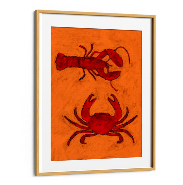 Vibrant COASTAL CREATURES, KITCHEN POSTERS featuring lobsters and crabs, perfect for marine decor enthusiasts.