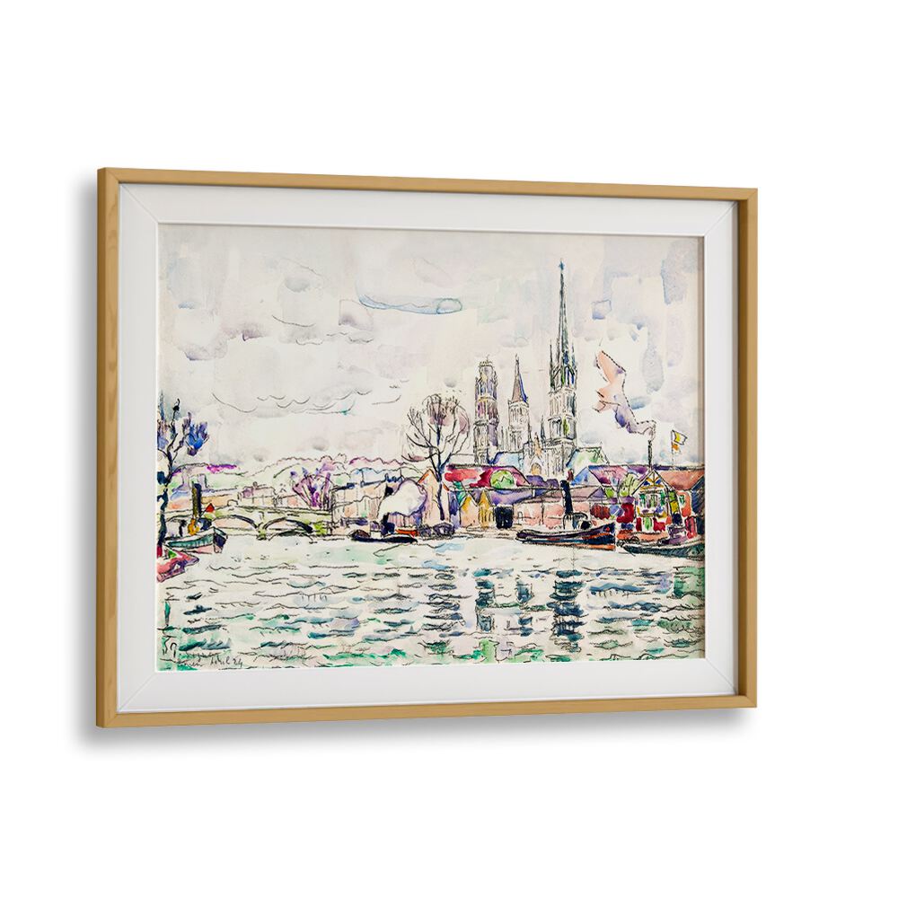 RIVER SCENE ROUEN (1924) , VINTAGE PAINTINGS