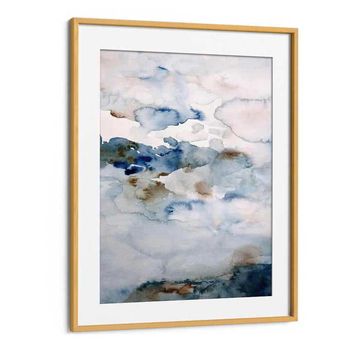 Elegant UP IN THE CLOUDS III, ABSTRACT PAINTINGS featuring soft blues and earthy tones in a stylish frame. Perfect for decor.