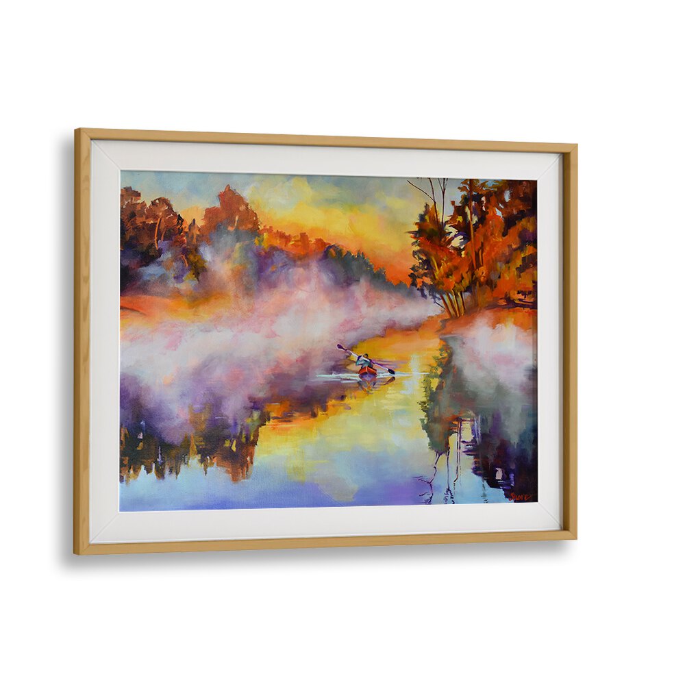 KAYAK IN THE MIST , LANDSCAPE PAINTINGS