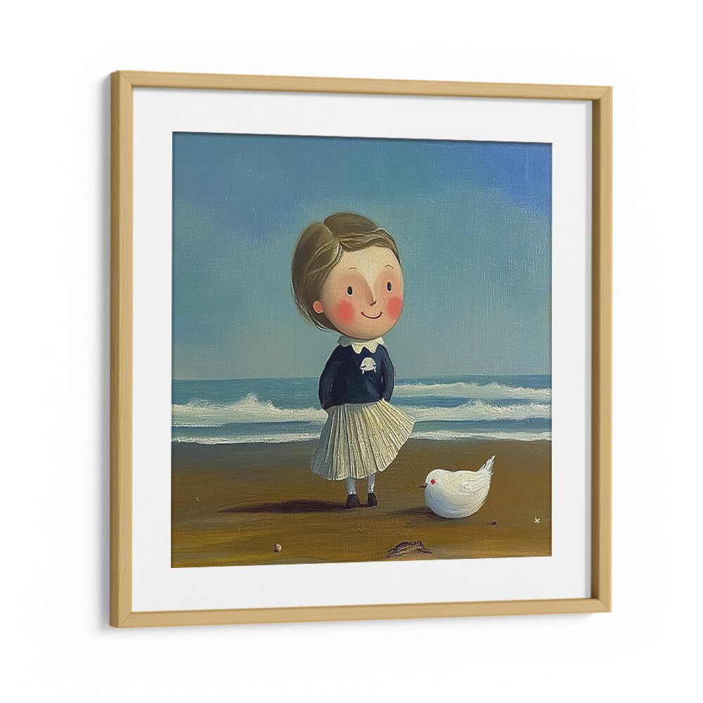 LITTLE GIRL ON THE BEACH II captures a joyful child by the sea, bringing whimsy to your home decor collection.