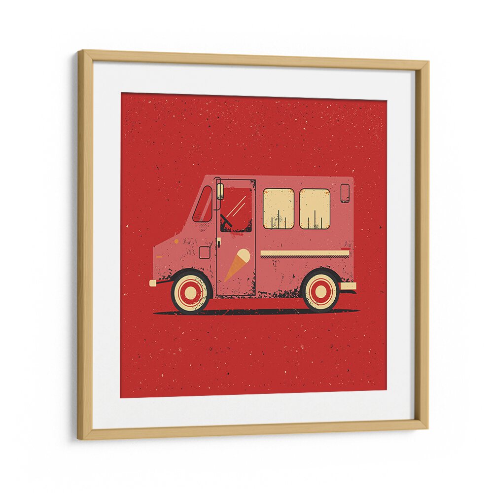 Colorful artwork of a vintage ice cream truck, perfect for kids' rooms. Discover THE ICE CREAM TRUCK , KIDS ROOM PAINTINGS.