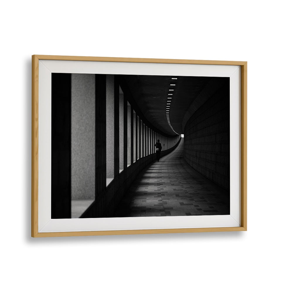 Elegant A CORNER, PHOTOGRAPHY PRINTS framed art showcasing a captivating black and white architectural scene.