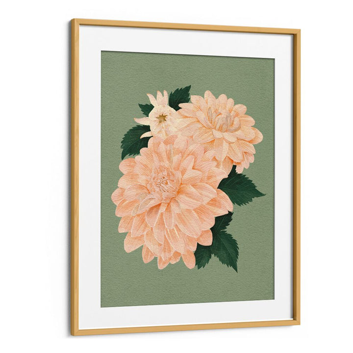 Elegant AQUAA CREAL CHIFFON II, FLORAL FLOWER PAINTINGS with soft peach blooms and green backdrop for stylish decor.