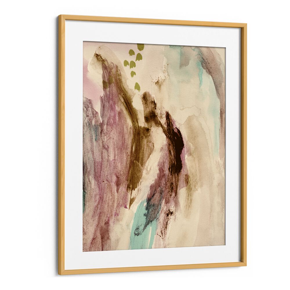 Colorful abstract painting titled "WHISPERS OF COLOR, ABSTRACT PAINTINGS," framed in a classic style. Perfect for any decor.