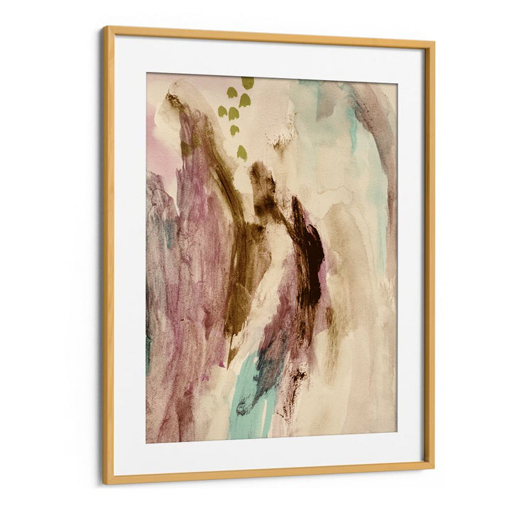 Colorful abstract painting titled "WHISPERS OF COLOR, ABSTRACT PAINTINGS," framed in a classic style. Perfect for any decor.