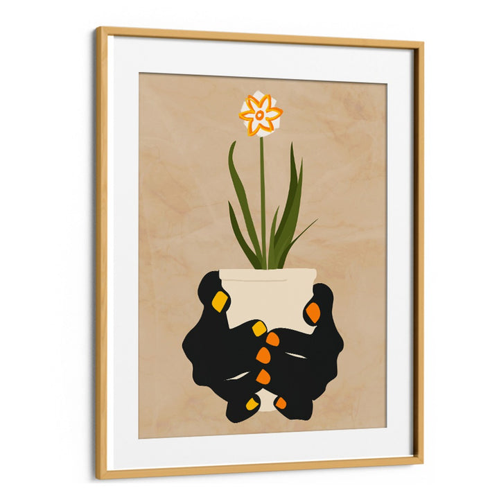 Elegant HOLDING HOPE, FLORAL FLOWER PAINTINGS feature hands nurturing a flower, symbolizing resilience and inspiration.