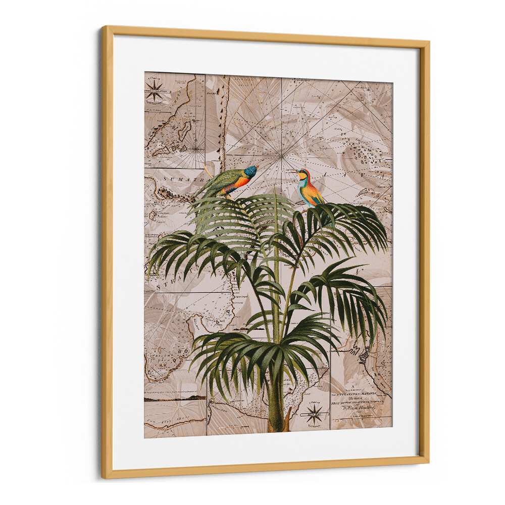 Vibrant parrots perched among lush greens in INDONESIA JUNGLE III, ANIMAL PAINTINGS by Andrea Haase.