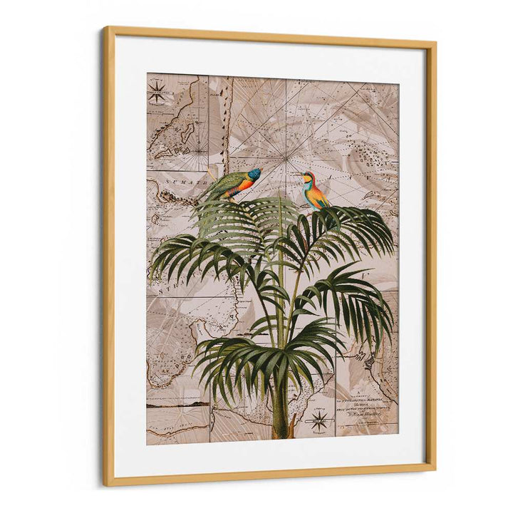 Vibrant parrots perched among lush greens in INDONESIA JUNGLE III, ANIMAL PAINTINGS by Andrea Haase.