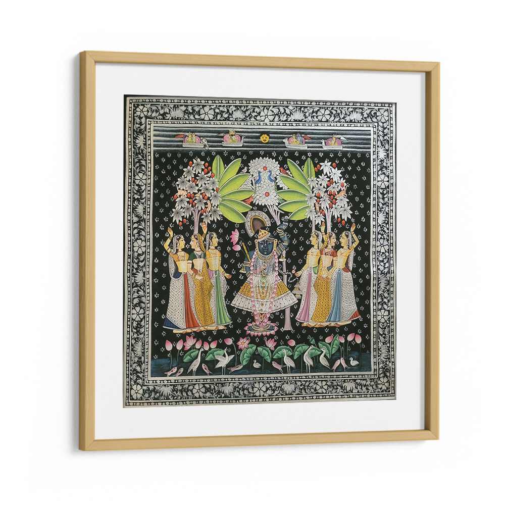 SHRINATH JI PICHWAI, INDIAN ART PAINTINGS showcasing Lord Krishna in vibrant colors, perfect for elegant home decor.
