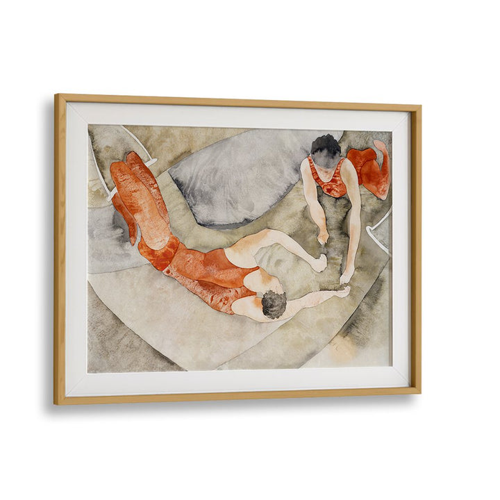 TWO TRAPEZE PERFORMERS IN RED (CA.1917) , VINTAGE PAINTINGS