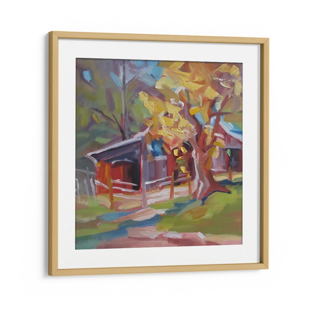 OLD BARN , LANDSCAPE PAINTINGS