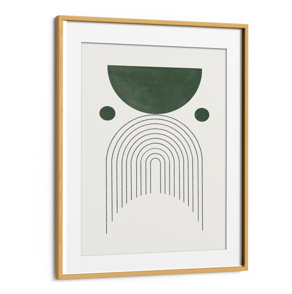 Stylish GREEN MID CENTURY MODERN NO.3, GEOMETRIC ART PRINTS featuring vibrant greens, perfect for modern decor.