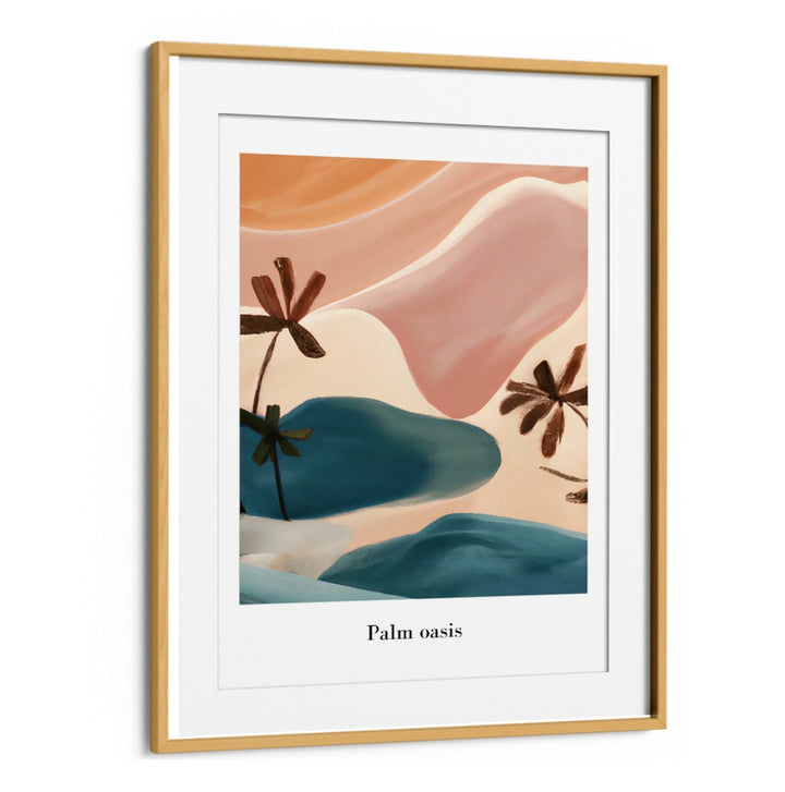 PALM OASIS , BEACH PAINTINGS framed art with abstract palms and coastal colors by Oakwood Mount.