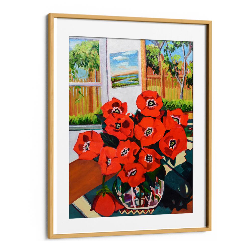 POPPIES III , FLORAL FLOWER PAINTINGS
