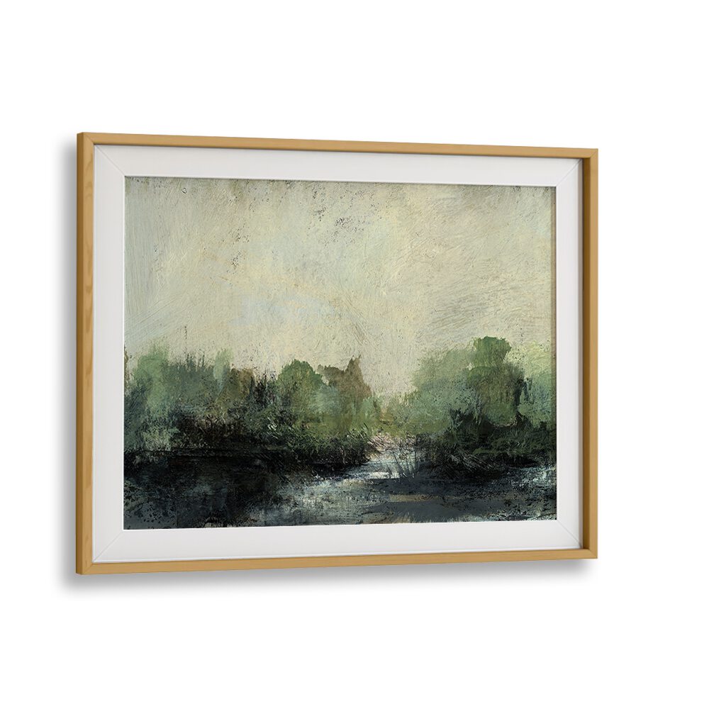 Forest Stream Abstract Paintings showcase serene nature beauty with vibrant colors and dynamic brush strokes.