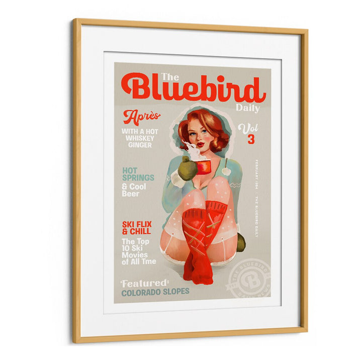 THE BLUEBIRD DAILY VINTAGE PIN UP SKI ART BY THE WHISKEY GINGER ,WOMEN ILLUSTRATION PAINTINGS