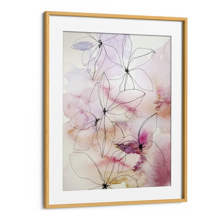 Delicate watercolor artwork featuring soft florals in "WHISPER PETALS I, FLORAL FLOWER PAINTINGS" style.