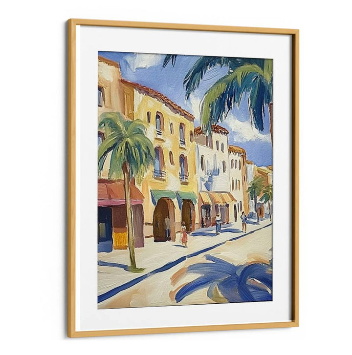 Vibrant PALM TREES ON THE STREET print adds tropical elegance to your wall art collection, perfect for any living space.
