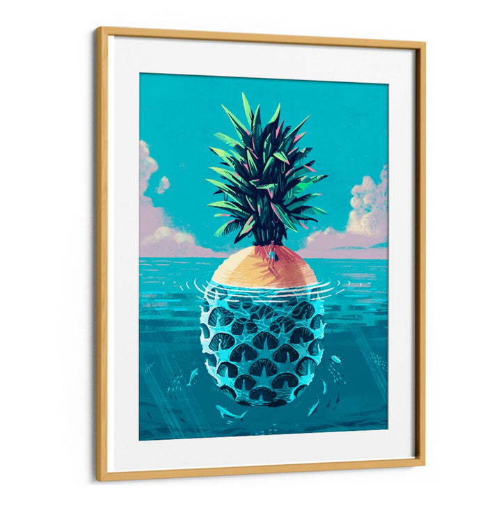 Vibrant artwork featuring STRANDED ON PINEAPPLE ISLAND, BEACH PAINTINGS, perfect for tropical decor enthusiasts.