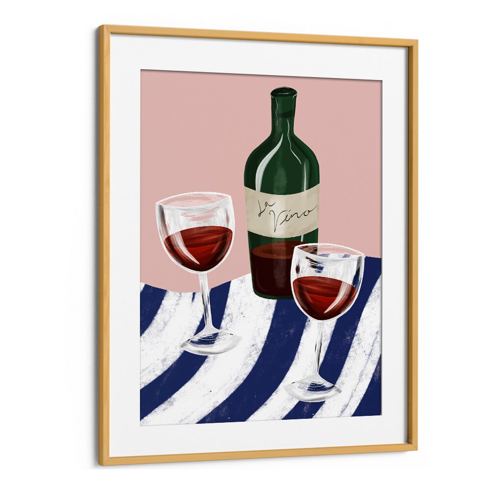 Stylish WINE TIME, BAR art featuring wine glasses and a bottle, perfect for enhancing your cafe ambiance.