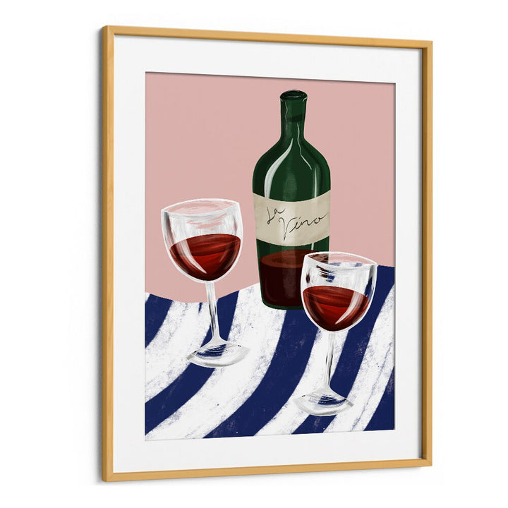 Stylish WINE TIME, BAR art featuring wine glasses and a bottle, perfect for enhancing your cafe ambiance.