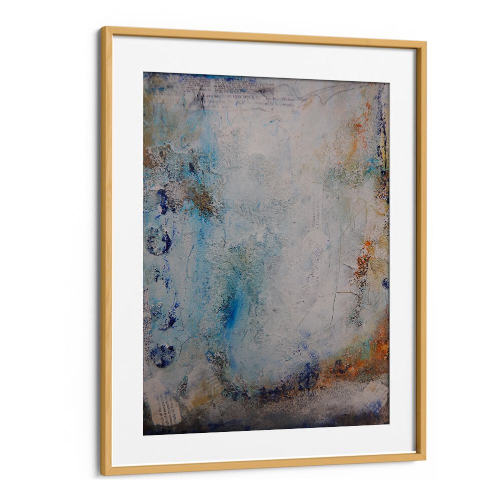 Elegant ENTABLATURE, ABSTRACT PAINTINGS featuring soft blues and textures, perfect for enhancing your space's visual appeal.