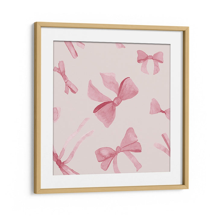 WATERCOLOUR BOWS VIII, KIDS ROOM PAINTINGS showcase charming pink bows, perfect for adding whimsy to any child's space.