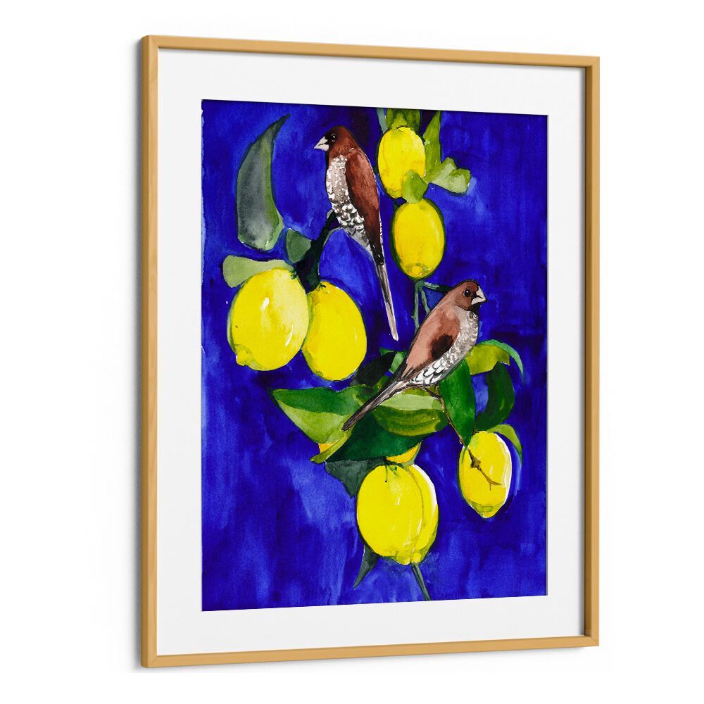 LEMON TREE WITH FINCHES , ANIMAL PAINTINGS