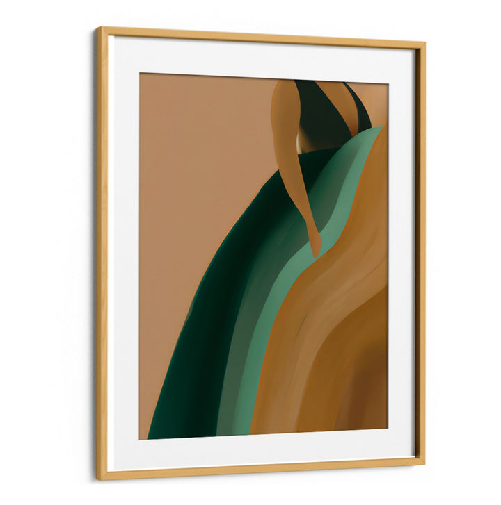 EARTHY DRESS, FASHION POSTERS featuring elegant natural tones and modern fashion design in a stylish wooden frame by Oakwood Mount.