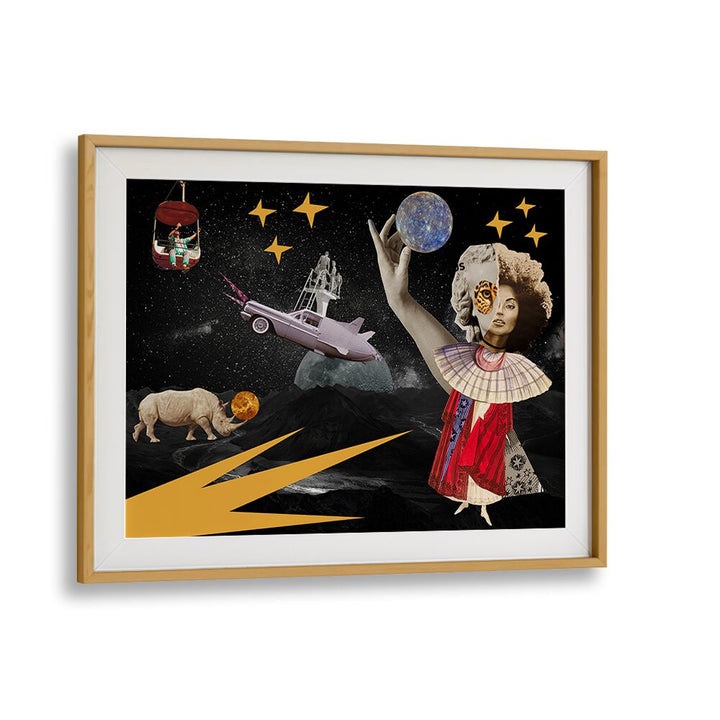 Vibrant LUNA, SURREAL ART PRINTS featuring whimsical elements and a cosmic theme, perfect for modern decor.