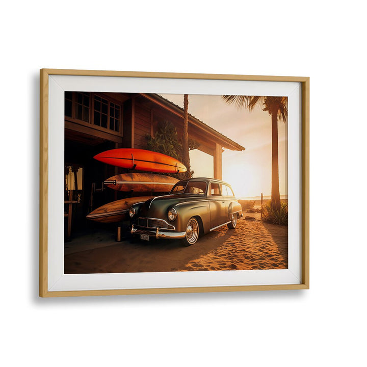VINTAGE CAR SUNSET BEACH , CAR POSTERS