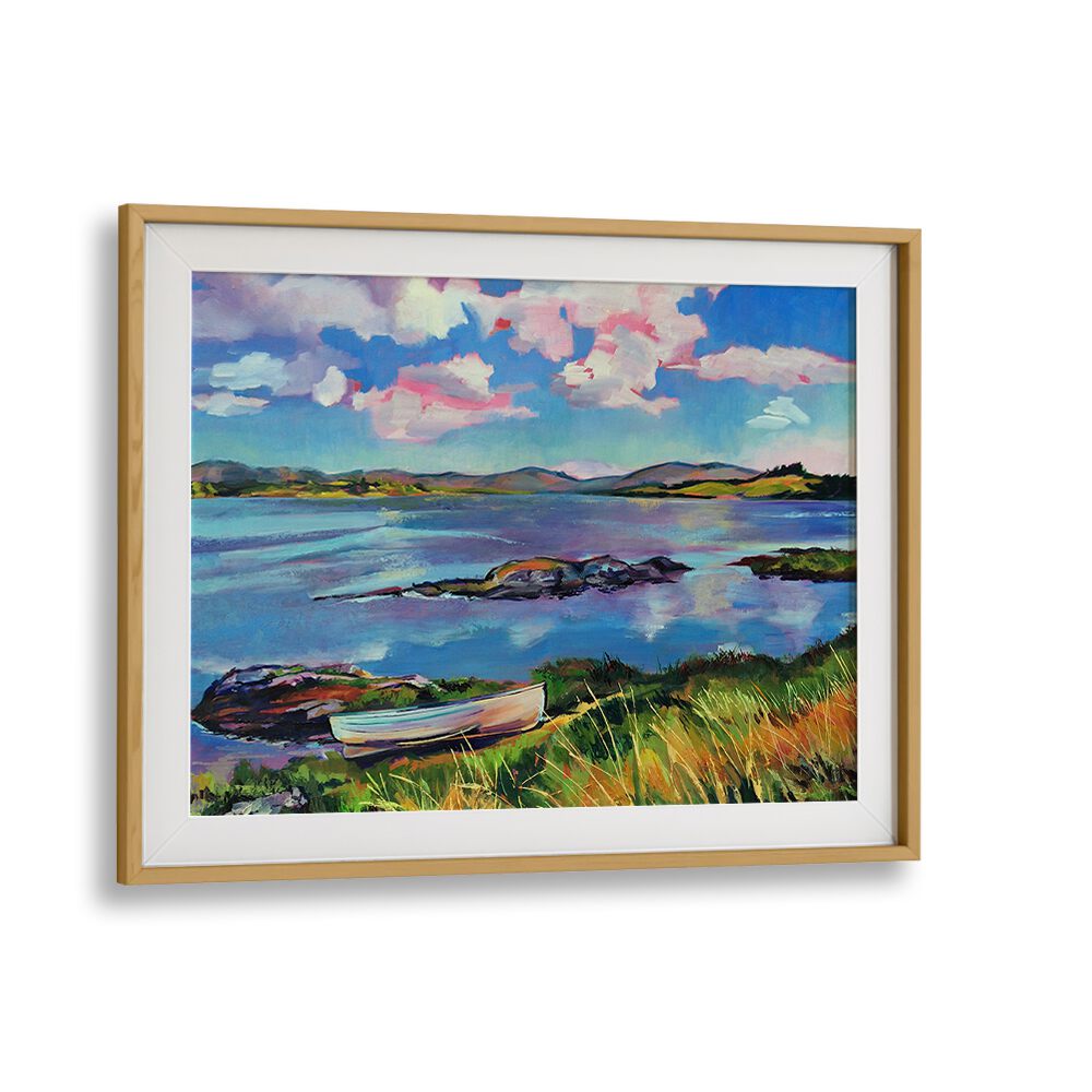 BOAT ON THE LAKE , BEACH PAINTINGS