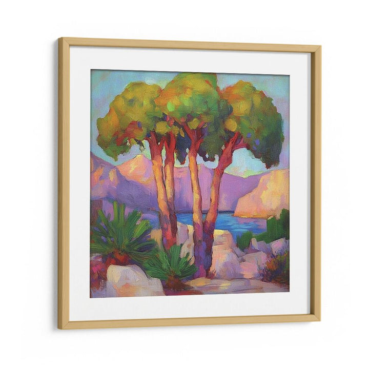 Three Trees by the Sea artwork brings serene coastal beauty to your space, perfect for nature lovers.
