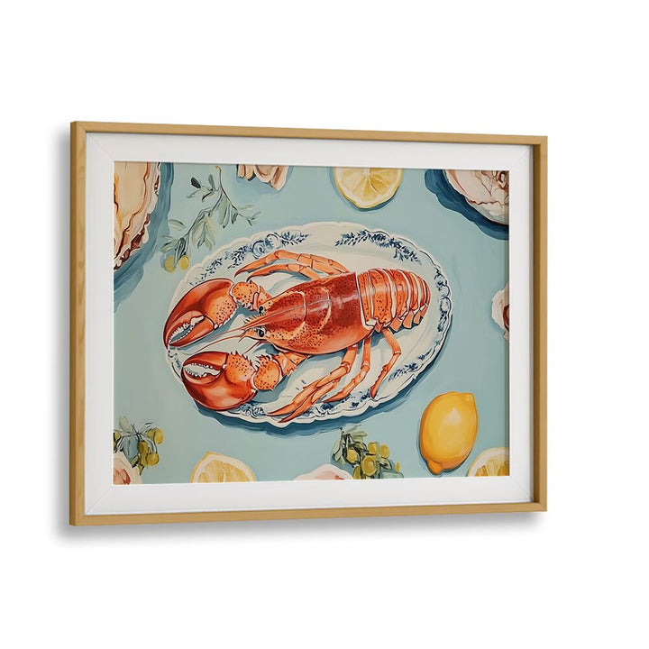 Vibrant GOURMET LOBSTER FEAST, KITCHEN POSTERS showcasing a delicious lobster on a decorative plate, perfect for culinary lovers.