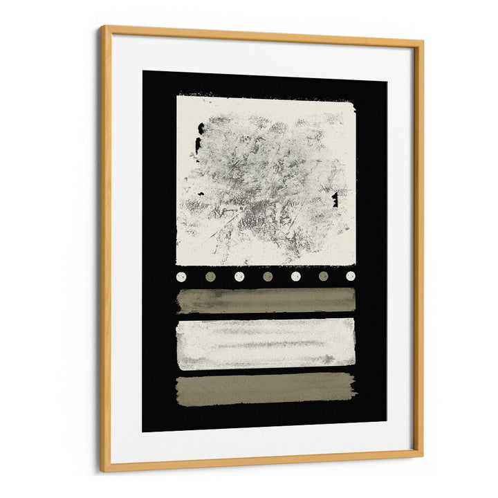 MIDNIGHT CREAM DELIGHT ABSTRACTION, GEOMETRIC ART PRINTS, showcasing abstract shapes in a modern frame for elegant decor.