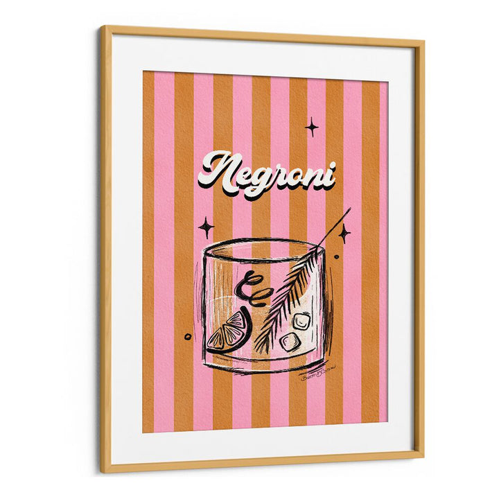 NEGRONI DRINK ON STRIPES BY BAROO BLOOM , BAR POSTERS , BAR ART PRINTS