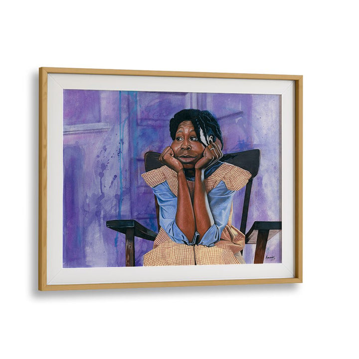 "The Color Purple, African Art Paintings" captures a thoughtful figure, adding sophistication to any decor.