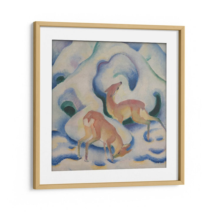 DEER IN THE SNOW II, VINTAGE PAINTINGS