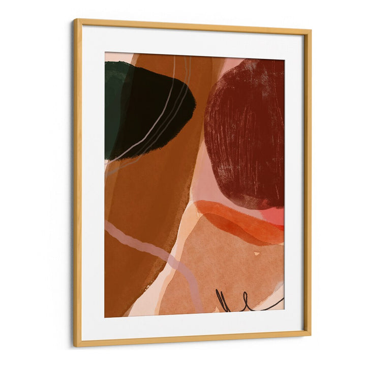 Colorful CHATTER, ABSTRACT PAINTINGS framed artwork featuring bold shapes and earthy tones for modern decor.