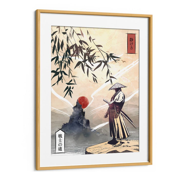Elegant KODOKU, JAPANESE PAINTINGS featuring a serene samurai under a red sun, perfect for enhancing any space.