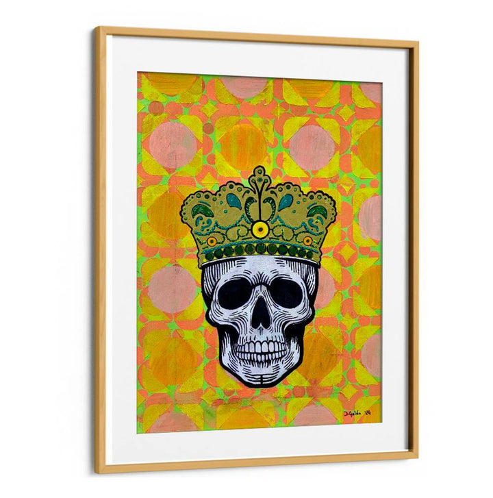 Vibrant MEMENTO MORI 5.0, POP ART PAINTINGS featuring a crowned skull, perfect for art lovers and mindfulness enthusiasts.