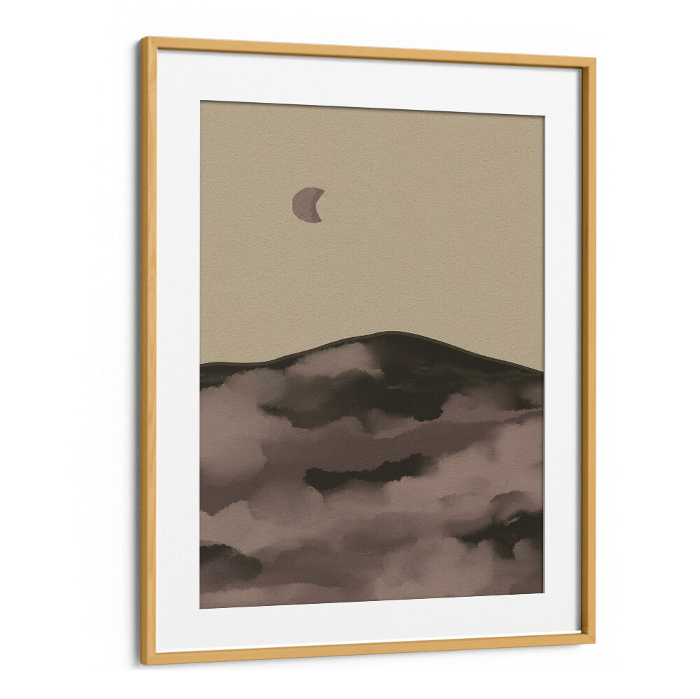 Tranquil NIGHT, LANDSCAPE PAINTINGS featuring soft hills and a crescent moon, perfect for serene evening decor.