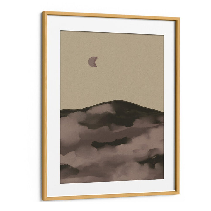 Tranquil NIGHT, LANDSCAPE PAINTINGS featuring soft hills and a crescent moon, perfect for serene evening decor.