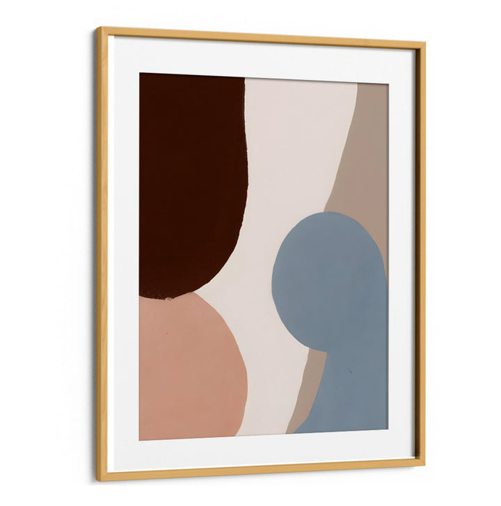 EARTHY CURVES, ABSTRACT PAINTINGS with warm earth tones and organic shapes framed in natural wood by Oakwood Mount.